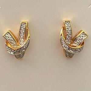 Vintage Gold Tone & Silver Tone Crystal Post Earrings
